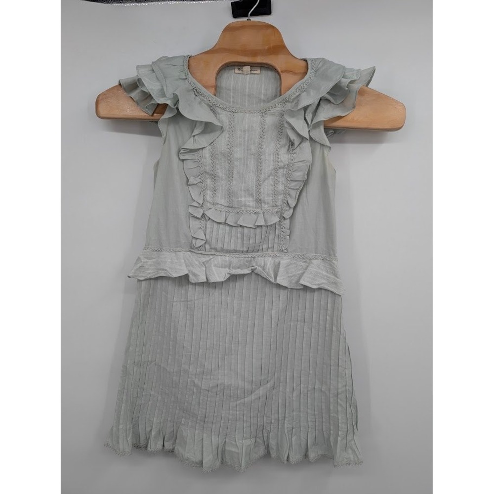 For Love & Lemons Wildflower Mini Dress Green Ruffled Pleated sz Small
